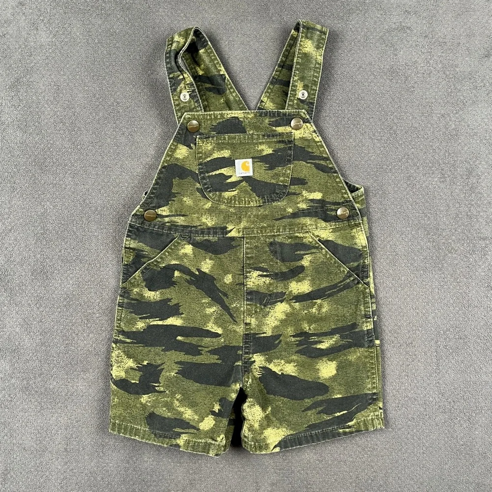 Carhartt Shortall Overalls Kids 4T Green Camo Canvas Workwear Toddler SD8793-B